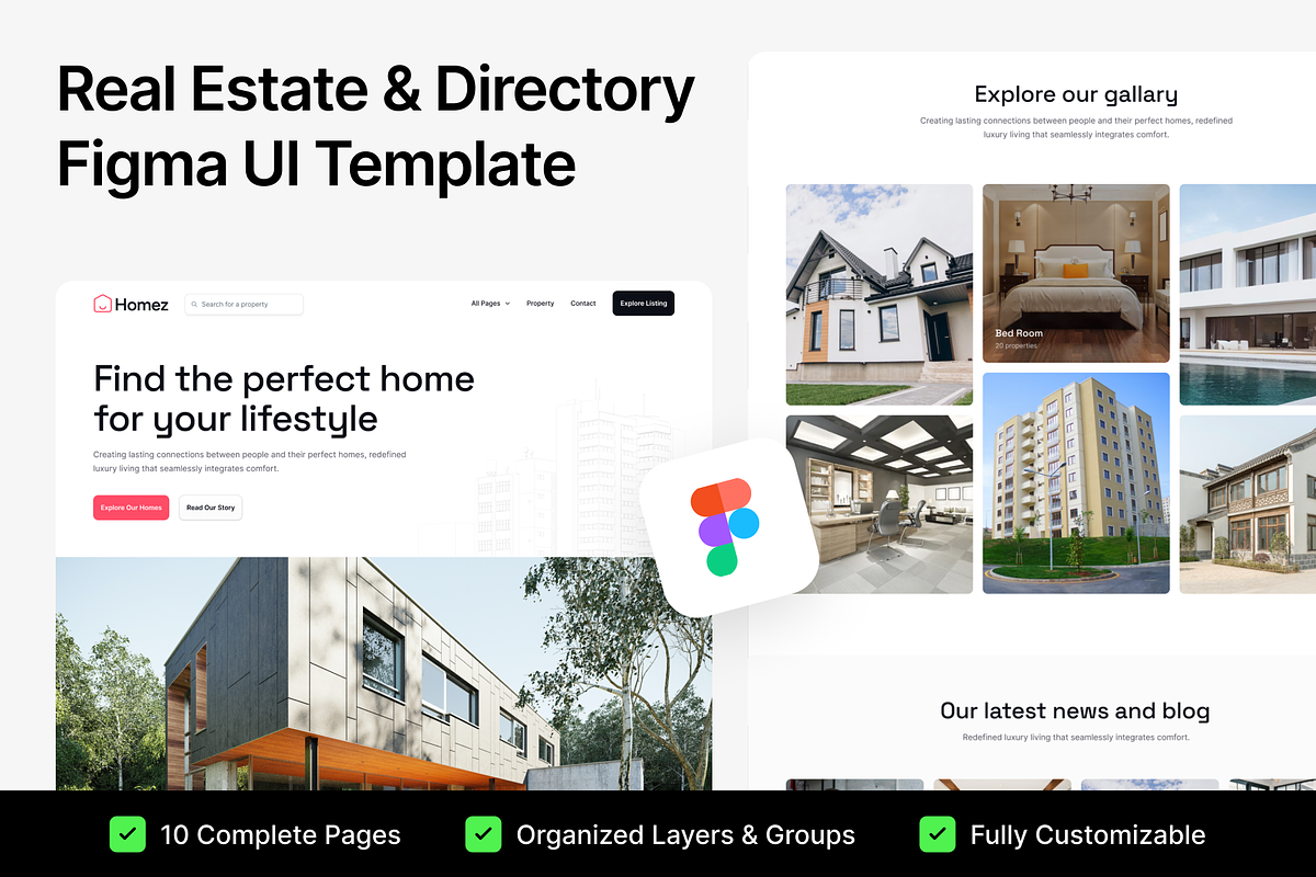 Homez - Real Estate Figma Template, an UI Kit Template by FinestDevs (Photo 1 of 4)