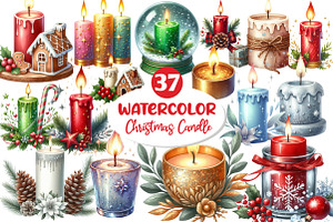 Christmas Glitter Candle Clipart, an Illustration by Dream Creation