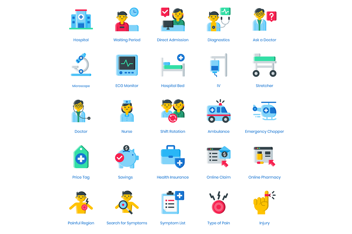 105 Medical Healthcare Icons, an Icon by Flat Icons (Photo 2 of 5)