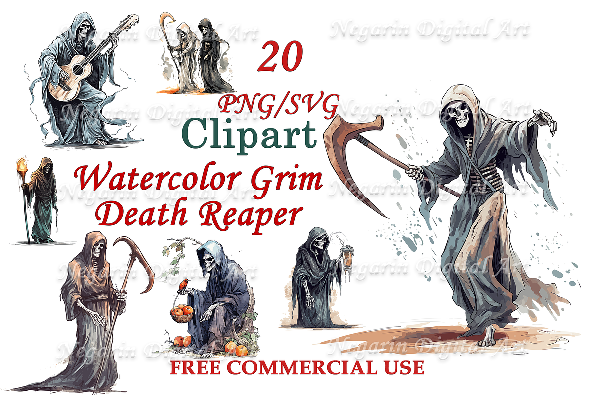 Watercolor Grim Death Reaper, an Object Graphic by Negarin Digital Art (Photo 1 of 11)