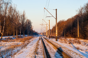 Single-track electrified (25 kV, 50 Hz) railway line in Ukraine, a Transportation Photo by Leonid Andronov