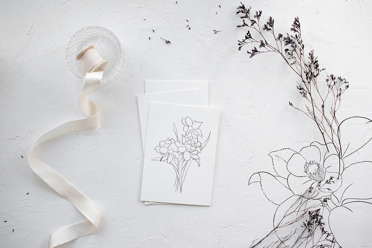 Flowers Line Arts Clipart, an Illustration by natalisart (Photo 7 of 11)