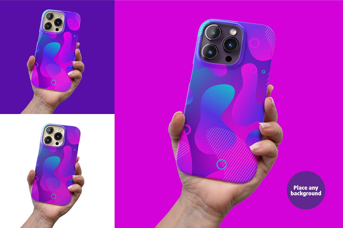Phone 14 Pro Snap case Mock-up, an iPhone Mockup by Colatudo Store (Photo 5 of 9)