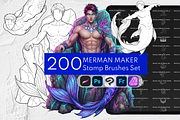 Merman Maker Procreate Stamps Set, a Brush Add-On by Selentaori Studio (Thumbnail 1 of 12)