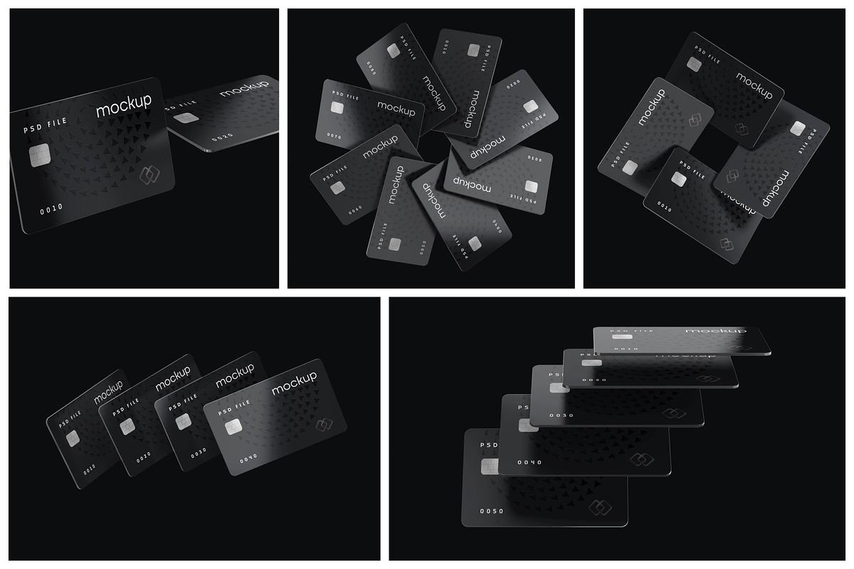 Flying Bank Cards Mockup Set, an Advertising Mockup by mockupatelier (Photo 2 of 9)