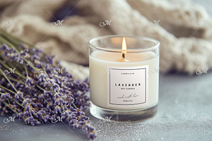 Candle in Glass with a Label Mockup
