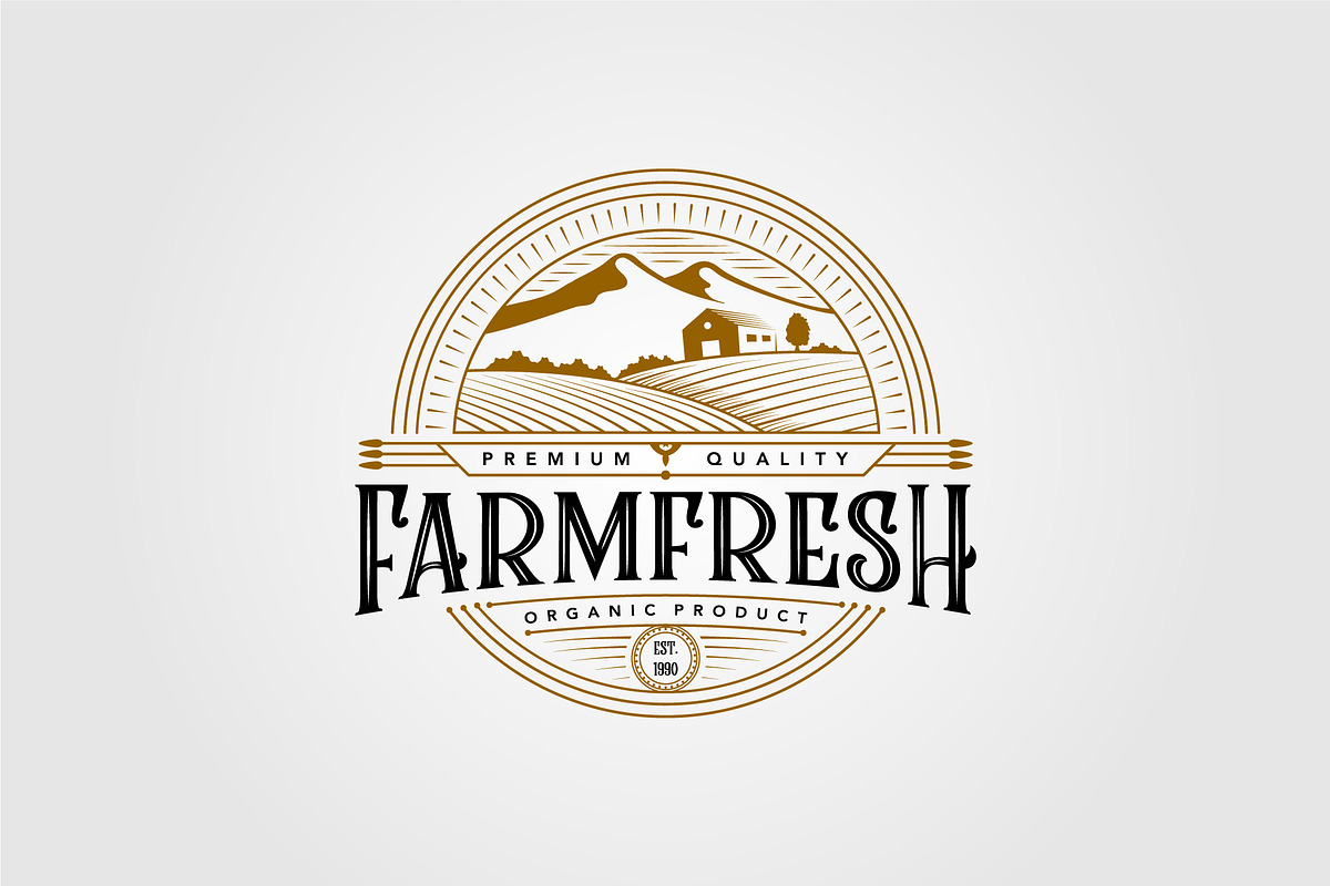 vintage farm fresh organic product l, a Branding & Logo Template by lawoel