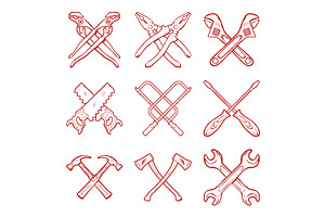 Vector crossed hard work tools, an Object Graphic by idimair