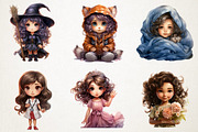 Cute Watercolor Girls Clipart Whims, an Illustration by RobertsArt (Thumbnail 3 of 4)