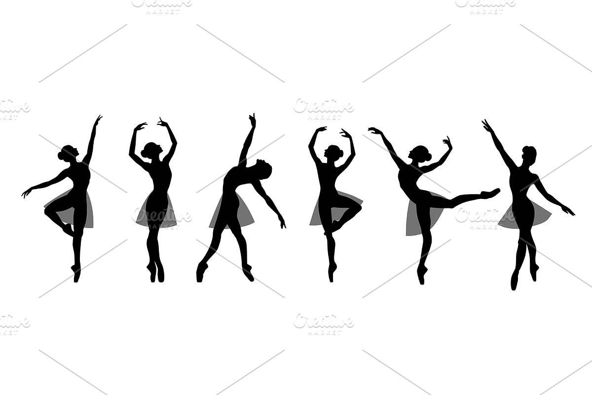 Ballerina dancer poses silhouette, a Person Illustration by Elen_Art