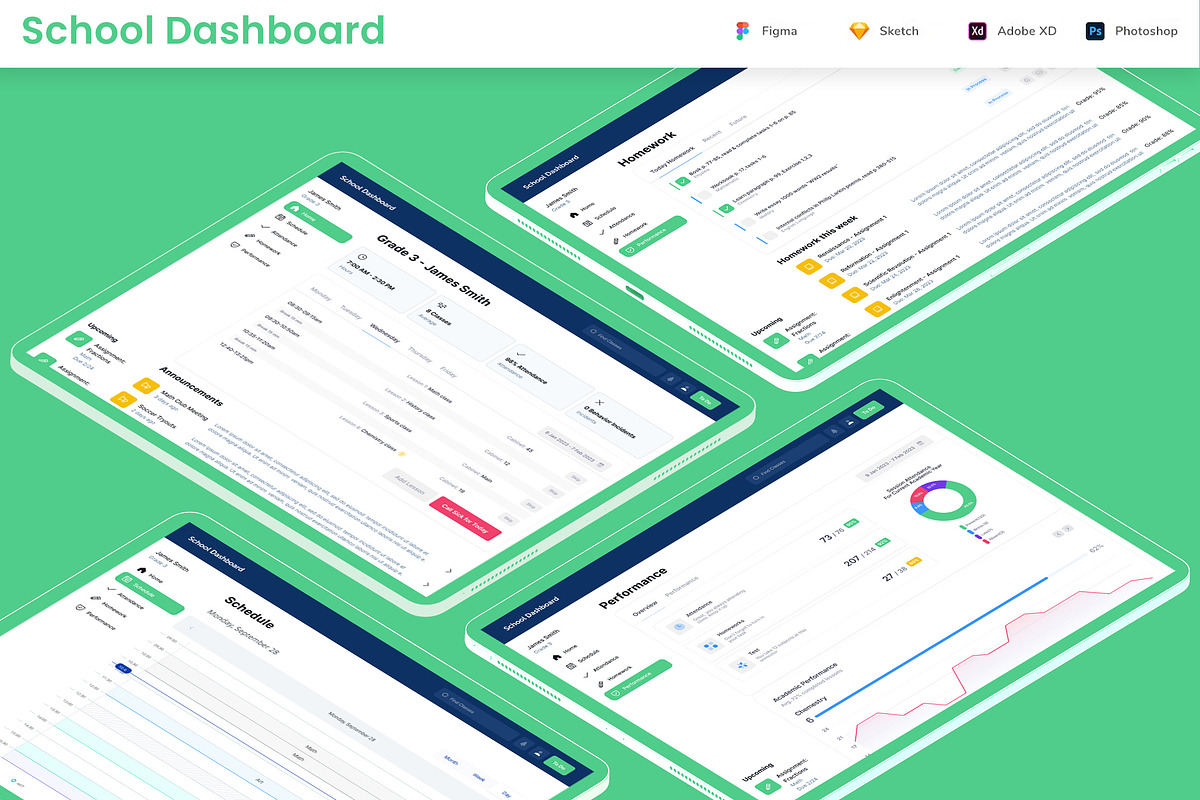 School & Education Dashboard Web app, an UI Kit Template by nagaredesignstudio (Photo 1 of 5)
