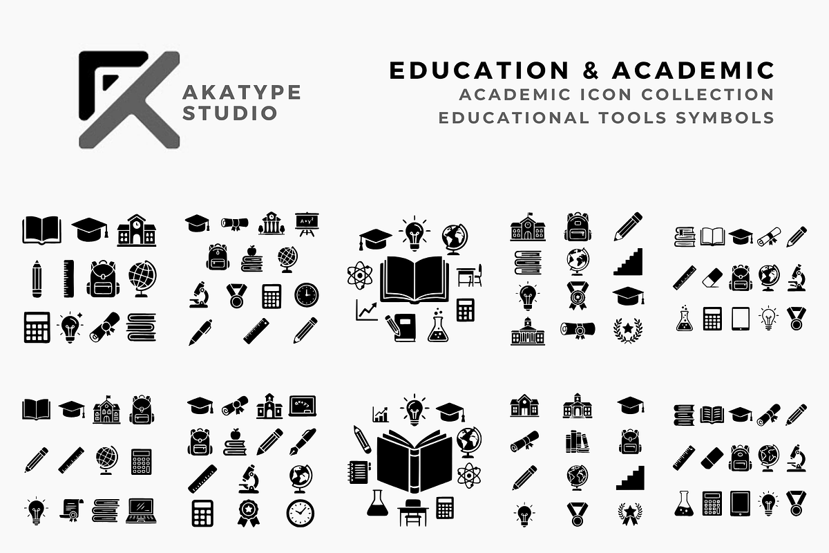 Academic Icon Collection, a Solid Icon by Akatype Studio (Photo 1 of 3)