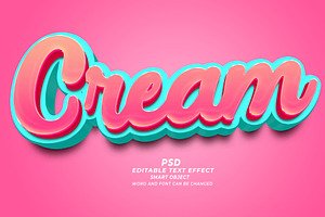 PSD Cream 3d Editable Text Effect