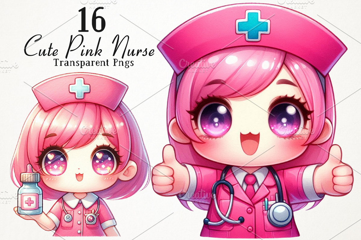 Cute Pink Nurse PNG Clipart, a Seasonal Illustration by RobertsArt (Photo 1 of 6)