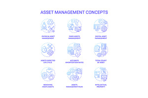 Asset Management Concept Icons Set