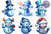 Christmas Blue Toile Snowman Clipart, an Illustration by Canvas Craft (Thumbnail 4 of 8)