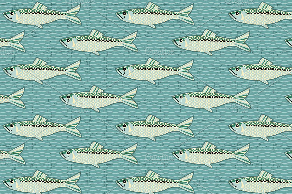 Fish Seamless Pattern Hearing paper, an Illustration by TanchaArt (Photo 2 of 3)
