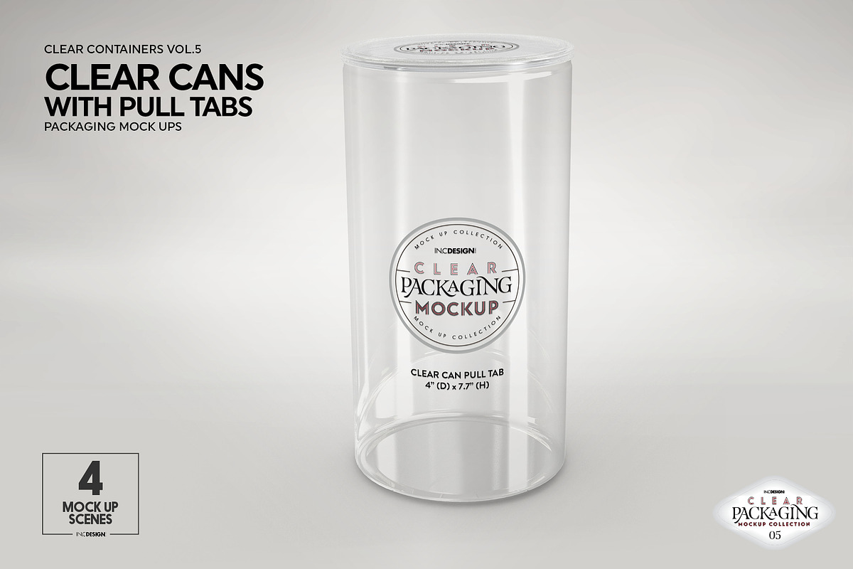Clear Cans with Pull Tabs Mockup, a Packaging Mockup by INCDesign (Photo 12 of 15)