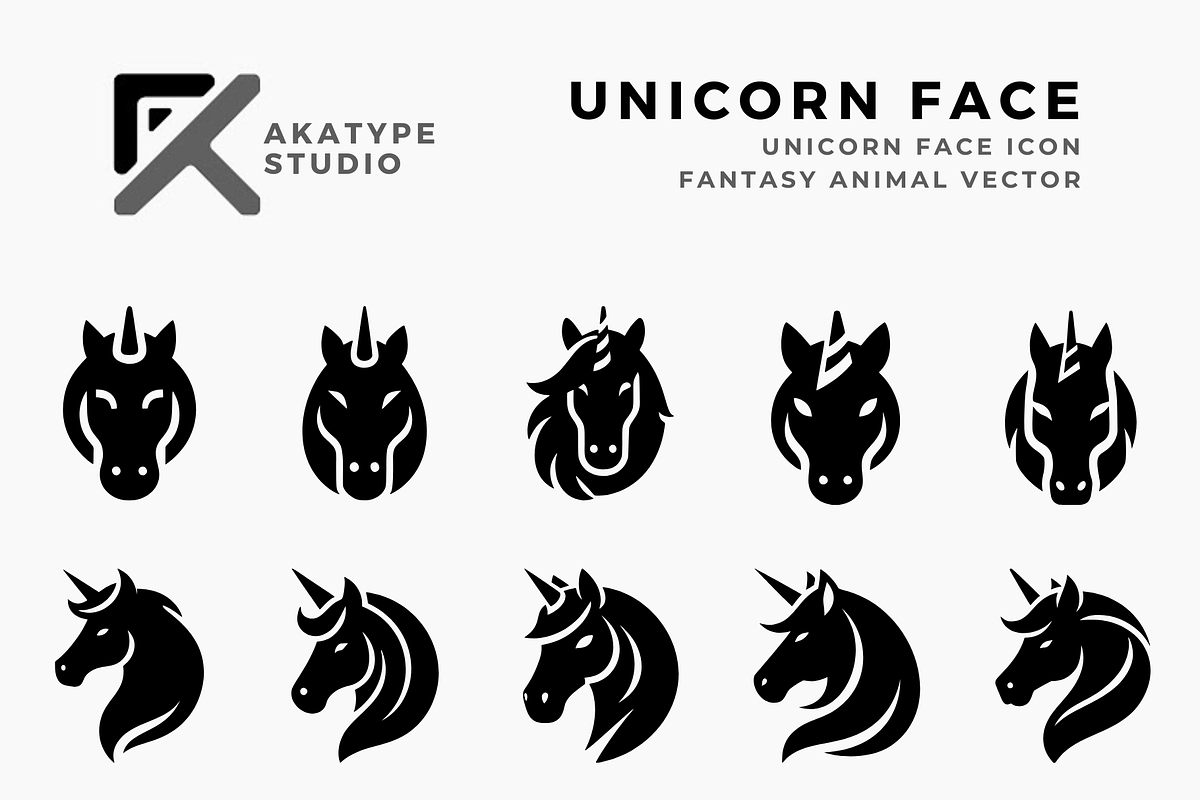 Unicorn Face Icon Vector, an Icon by Akatype Studio (Photo 1 of 3)