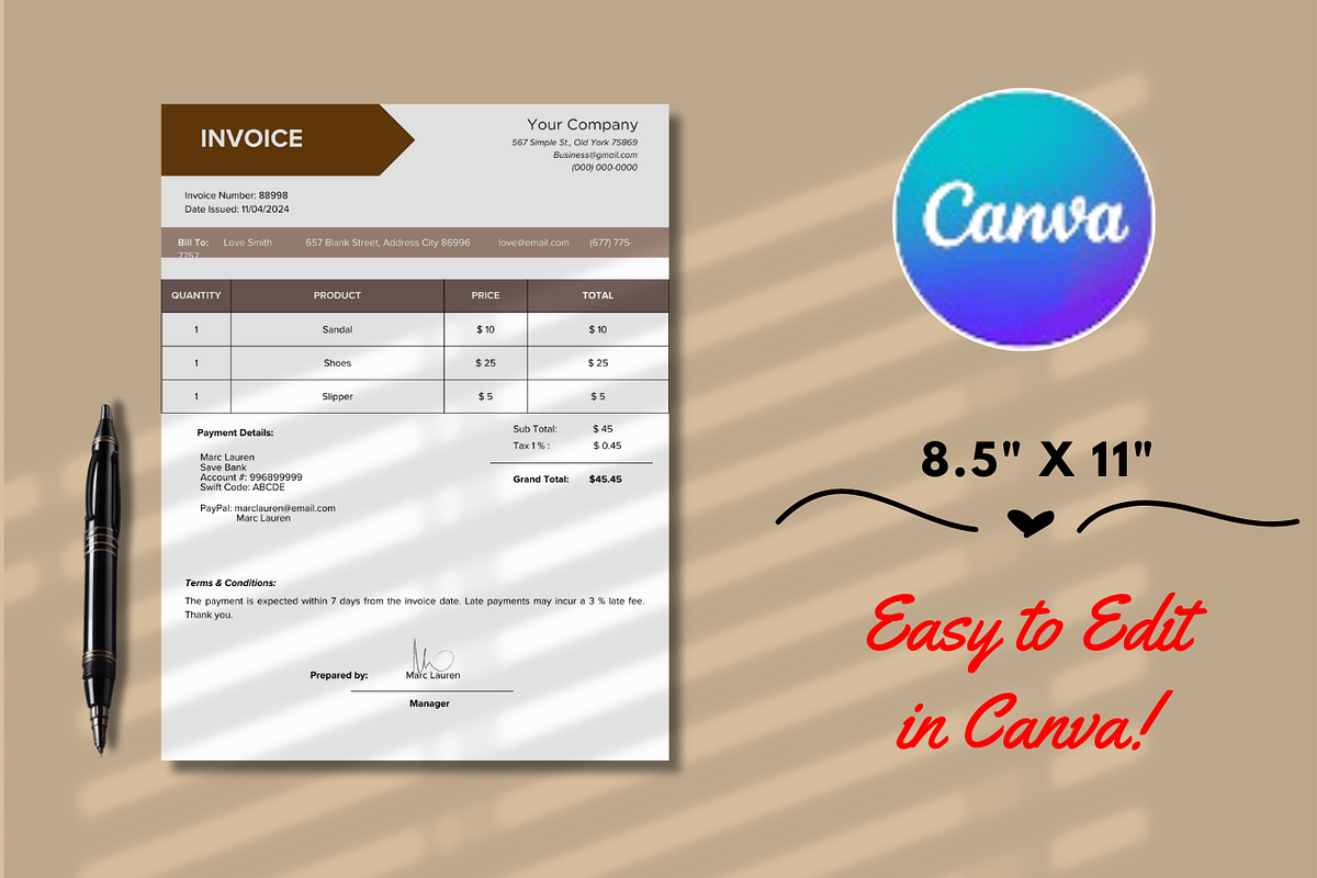 Professional Invoice, a Marketing Template by Digitynpro