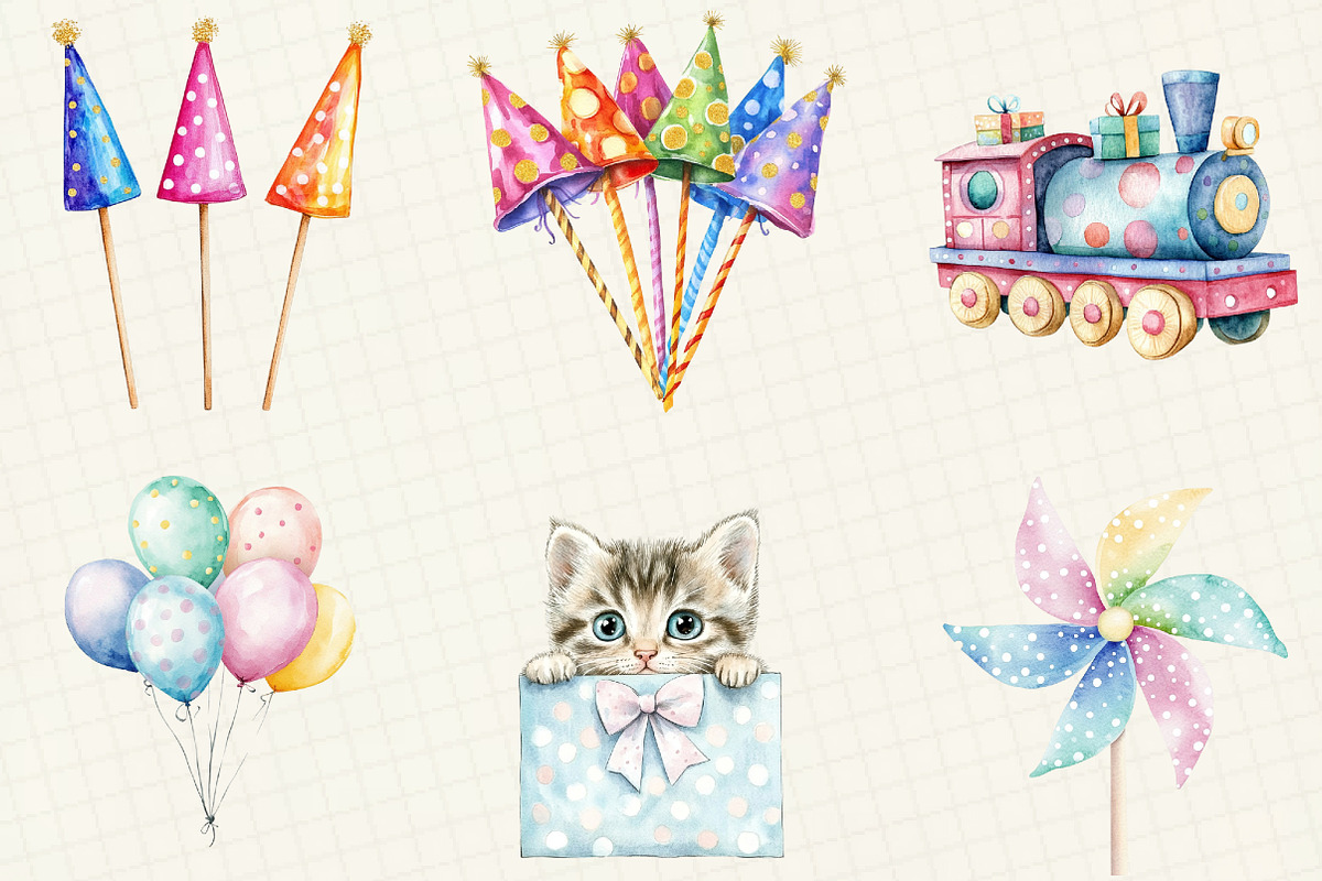 Polka Dot Kids Birthday Clipart, an Illustration by OK Design (Photo 3 of 5)