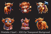 4th July Highland Cow Sublimation PN, a Seasonal Illustration by RobertsArt (Thumbnail 4 of 7)