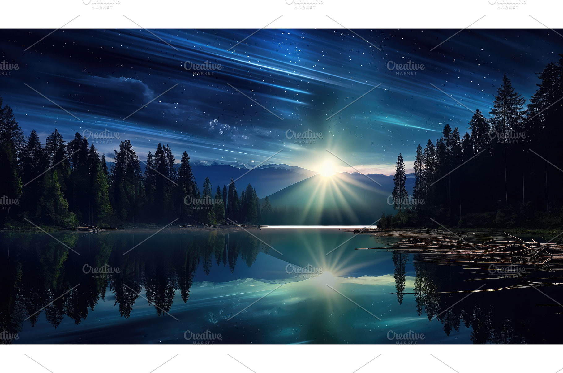tranquility blue beam ai generated, a Nature Photo by pikepicture