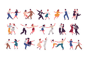 Couples dancing lindy hop, swing set, a Person Illustration by Good Studio