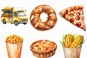 Watercolor Street Food Clipart, an Illustration by Craft Nest (Thumbnail 2 of 6)