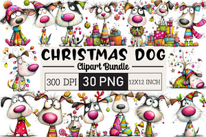 Christmas Dog Clipart, an Illustration by Black Bird Studio