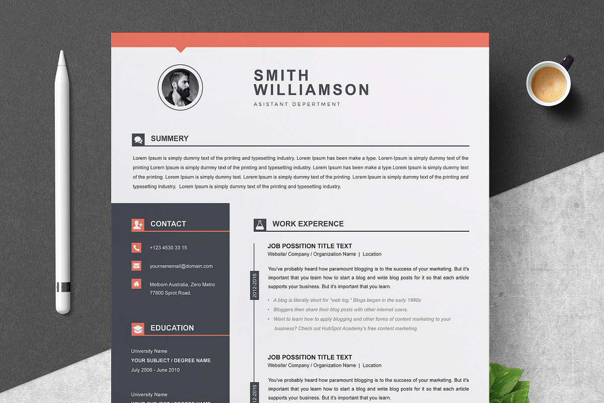 Resume/CV Bundle | 200+ for $29, a Resume Template by ResumeInventor (Photo 10 of 207)