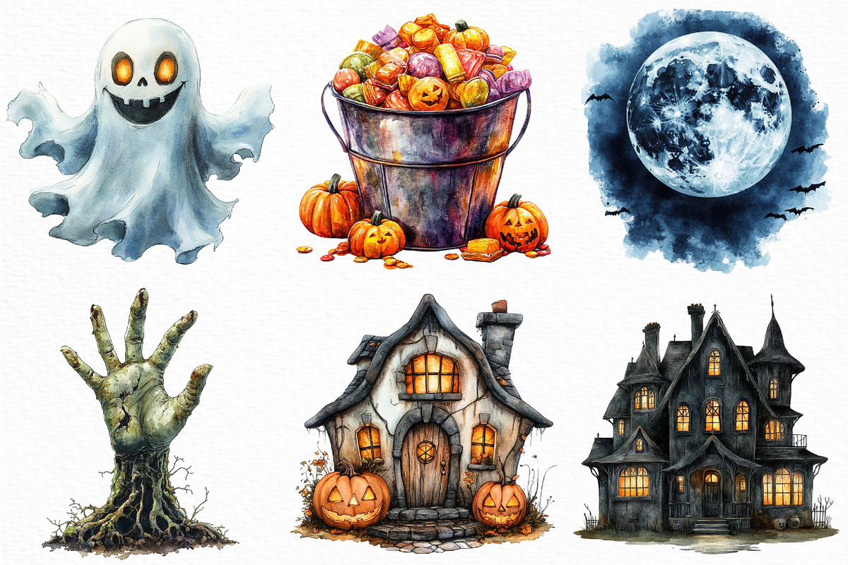 Watercolor Halloween Huge Clipart, an Illustration by Craft Nest (Photo 4 of 6)