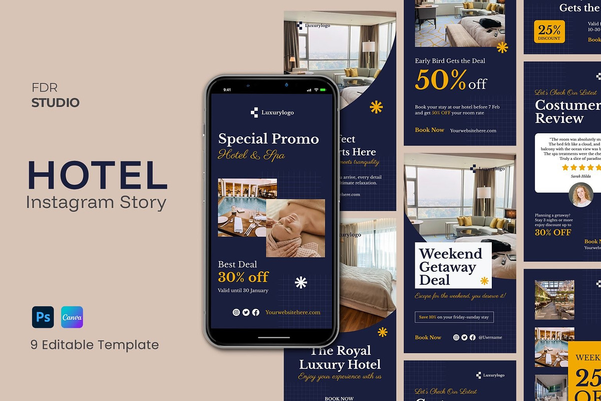 Hotel Instagram Story Template, a Social Media Template by FDR Studio (Photo 1 of 4)