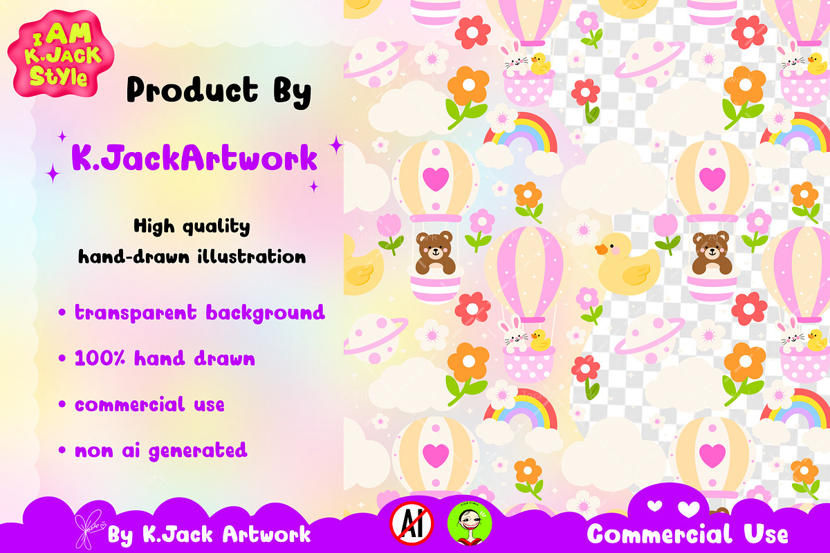 Baby Shower Balloon Ride Seamless, a Background Graphic by K.JackArtwork (Photo 3 of 8)