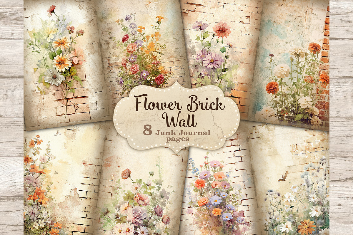 Flower Junk Journal Pages, a Decorative Illustration by GlamArtZhanna (Photo 1 of 9)