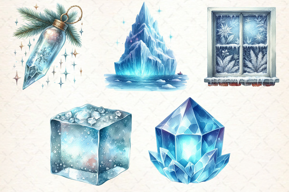 Watercolor Winter Ice Clipart, an Illustration by Libby Wishes (Photo 4 of 7)