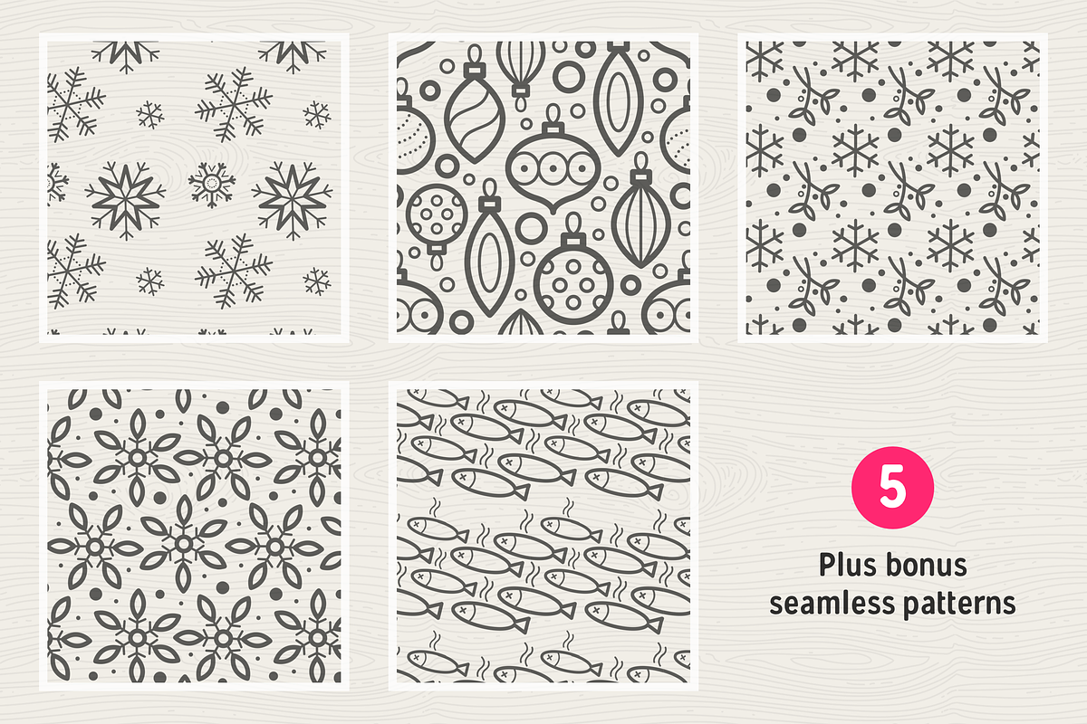 50 Christmas Line Icons, an Outline Icon by Selma’s Patty (Photo 2 of 3)
