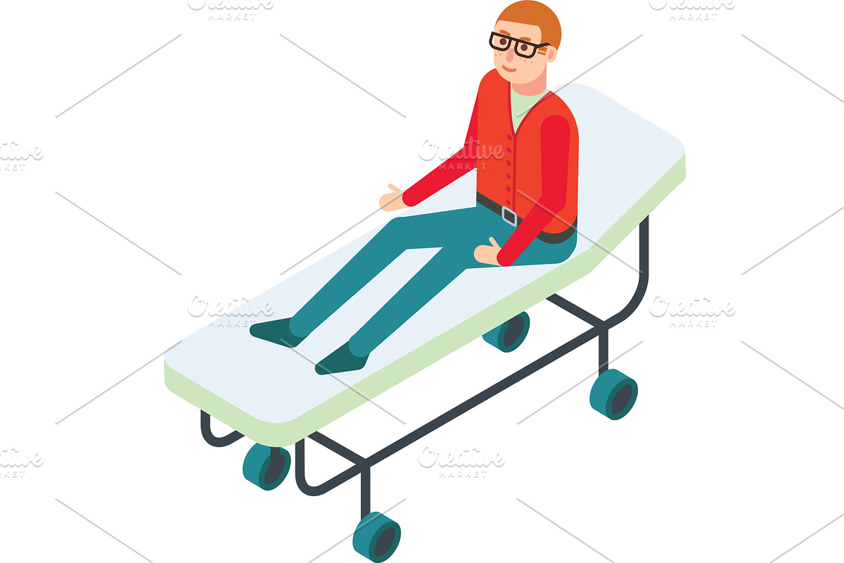 Patient on stretcher emergency bed, an Object Illustration by SiberianArt