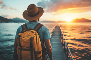 Traveler with a yellow backpack, a Person Photo by MistyDay