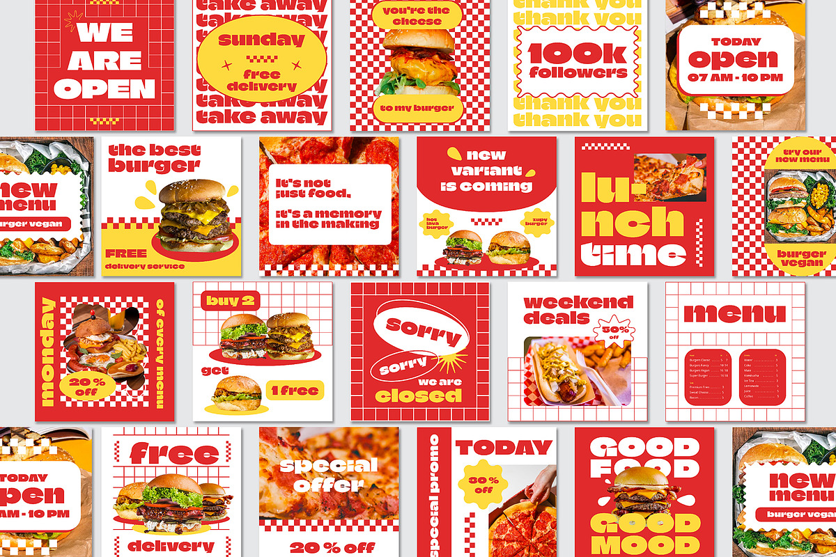 Canva | Restaurant Instagram Kit, a Social Media Template by Jiwstudio (Photo 2 of 14)