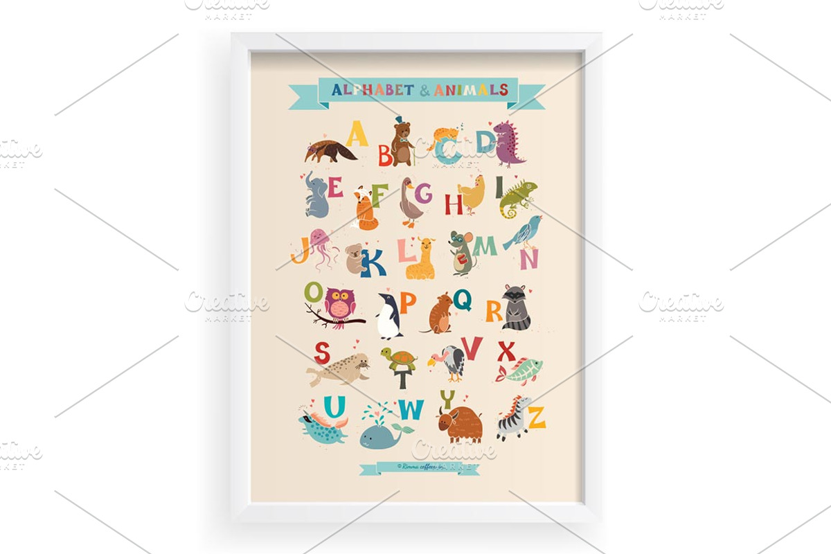 Cute animal English alphabet, an Animal Illustration by Rimma (Photo 4 of 4)