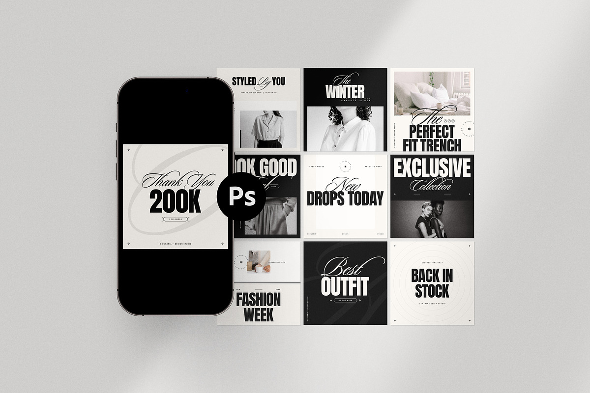 ONYX: Bold Fashion Instagram Pack, a Social Media Template by Lunaria (Photo 1 of 7)