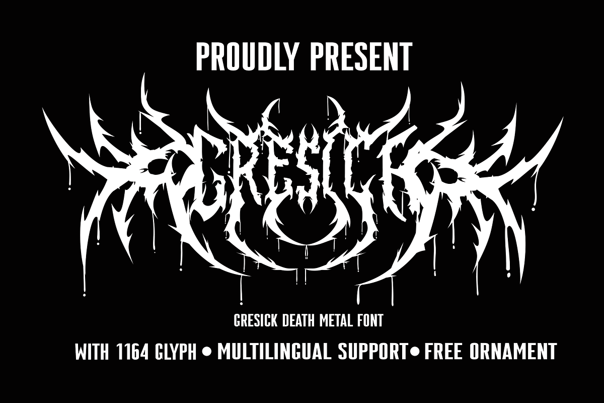 Gresick Death metal, a Blackletter Font by Hello Good Studio (Photo 1 of 8)