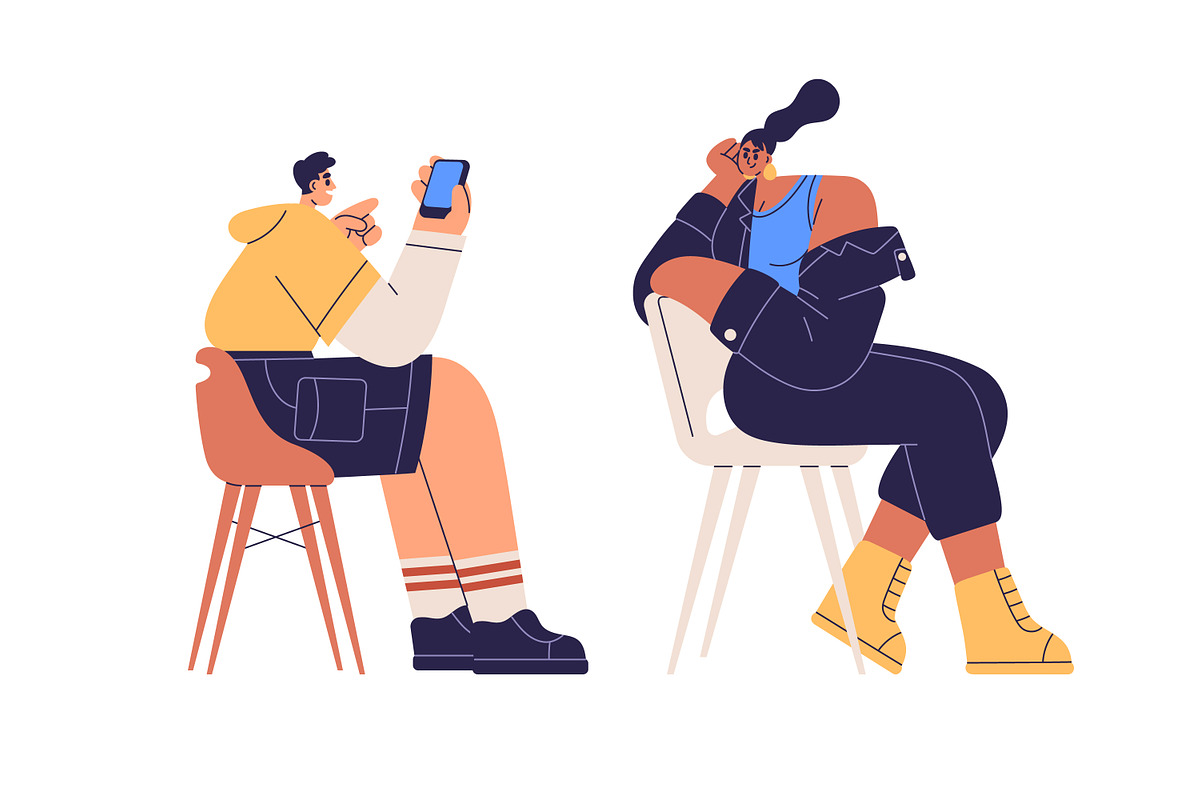 Modern people sitting on chairs set, a Person Illustration by Good Studio (Photo 5 of 13)