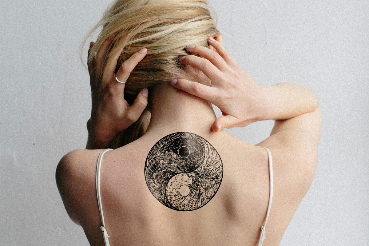 Phoenix Dragon YinYang Vector Logo, a Decorative Illustration by Suvham Roy (Photo 3 of 6)