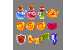 Game Icons With Potions, Gold Crown