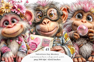 Valentines Day Monkey Sublimation, an Illustration by SinaCreation