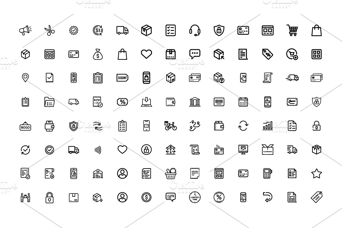 E-Commerce & Shopping Line Icons, an Outline Icon by gstudiovect21 (Photo 2 of 5)