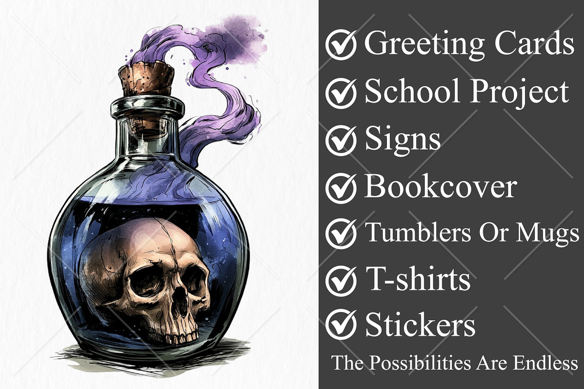 Whimsical Halloween Poison Potion, a Seasonal Illustration by Canvas Craft (Photo 3 of 10)