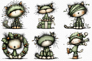 Quirky Funny Christmas Cat Clipart, an Illustration by Craft Nest (Thumbnail 4 of 6)
